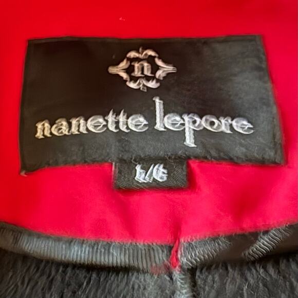 NANETTE LEPORE Double Breasted Short Trench Coat Red SzL Urban Bold Raincoat - Picture 5 of 10